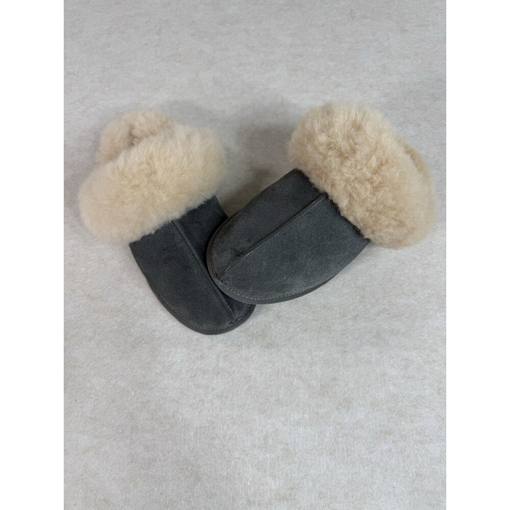 Inkari Alpaca Fur Slippers Womens Size 7 Gray Cozy Soft Slip On House Shoes